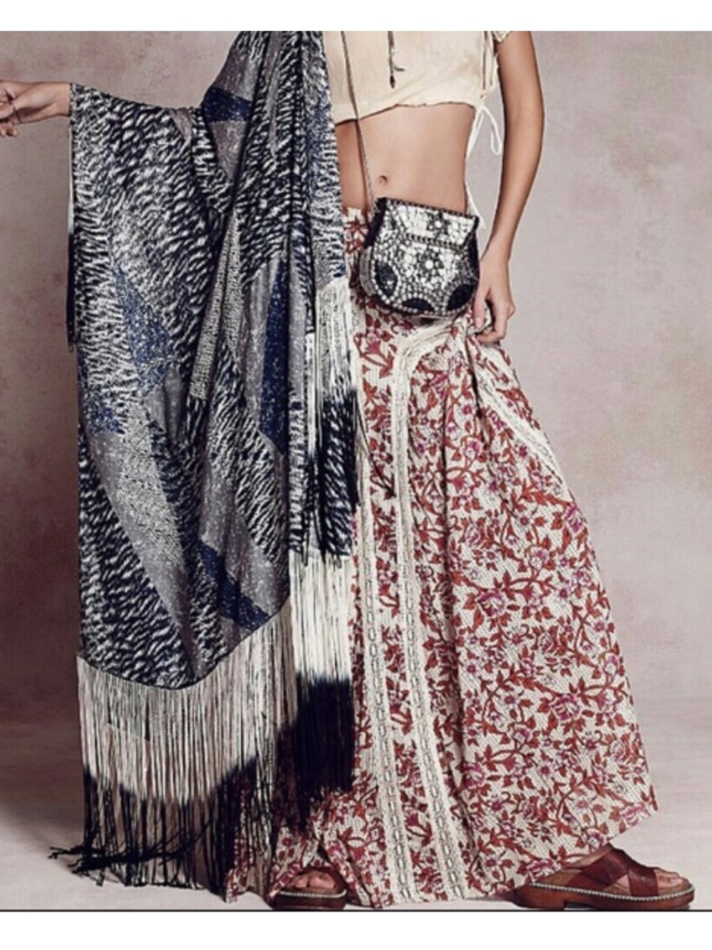 Free People FP One Zoe Maxi Skirt in Misty Combo Bohemian